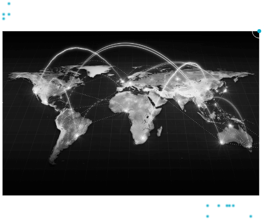World map with multiple lines from country to country